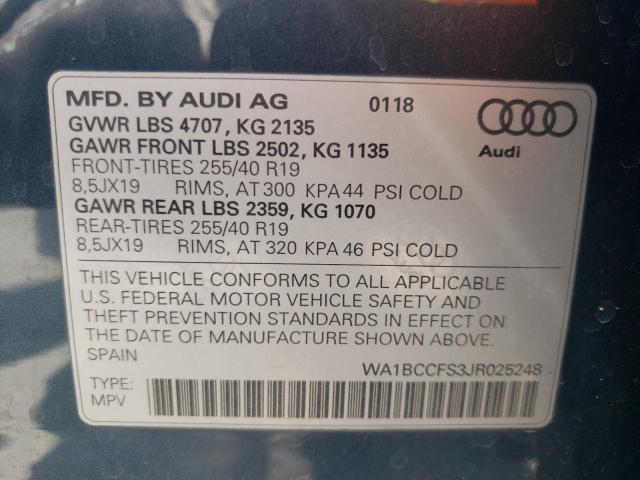 Photo 10 from auction – 2018 AUDI Q3 PREMIUM with VIN WA1BCCFS3JR025248