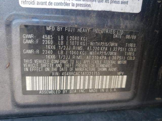 Photo 10 from auction – 2010 SUBARU OUTBACK 2. with VIN 4S4BRCAC1A1321755