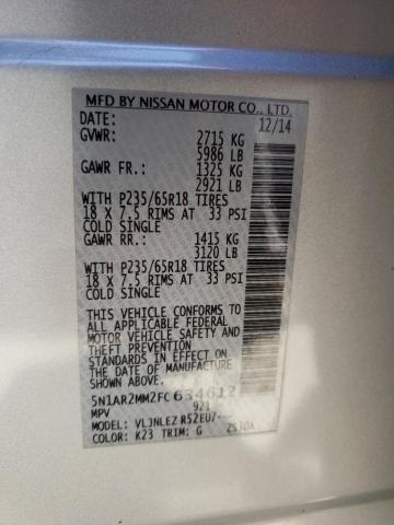Photo 10 from auction – 2015 NISSAN PATHFINDER with VIN 5N1AR2MM2FC634612