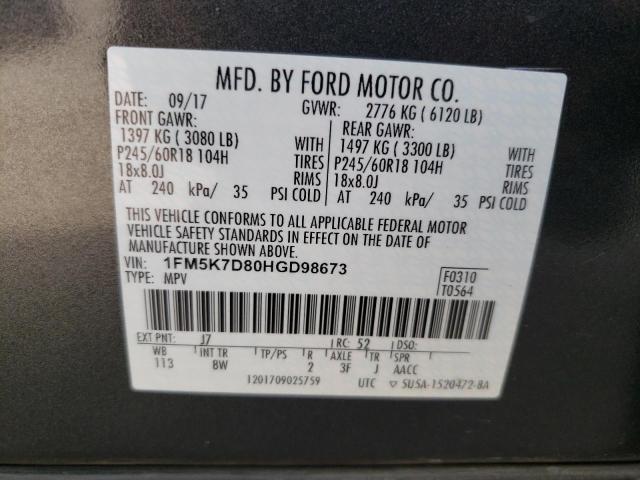 Photo 10 from auction – 2017 FORD EXPLORER X with VIN 1FM5K7D80HGD98673