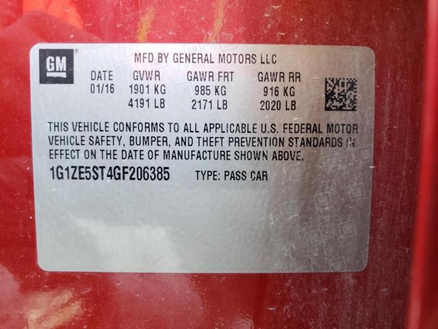 Photo 10 from auction – 2016 CHEVROLET MALIBU LT with VIN 1G1ZE5ST4GF206385