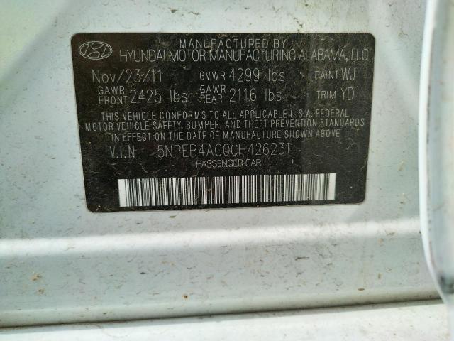 Photo 10 from auction – 2012 HYUNDAI SONATA GLS with VIN 5NPEB4AC0CH426231