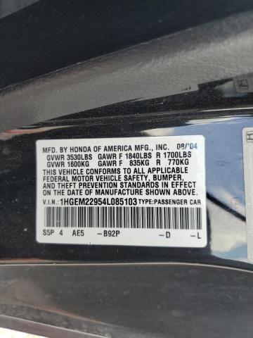 Photo 10 from auction – 2004 HONDA CIVIC EX with VIN 1HGEM22954L085103