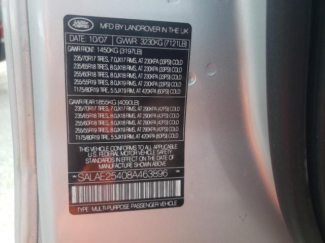 Photo 10 from auction – 2008 LAND ROVER LR3 SE with VIN SALAE25408A463896
