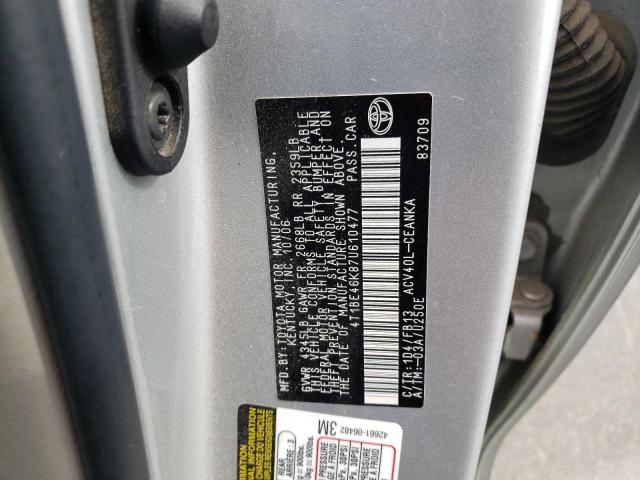 Photo 10 from auction – 2007 TOYOTA CAMRY CE with VIN 4T1BE46K87U610477