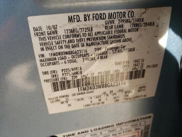 Photo 10 from auction – 2008 FORD TAURUS X L with VIN 1FMDK03W88GA23116