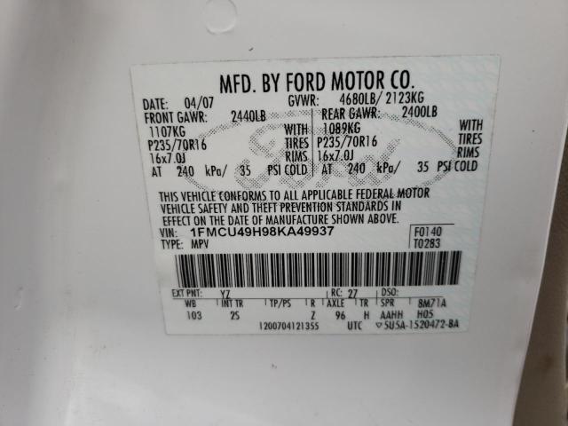 Photo 10 from auction – 2008 FORD ESCAPE HEV with VIN 1FMCU49H98KA49937