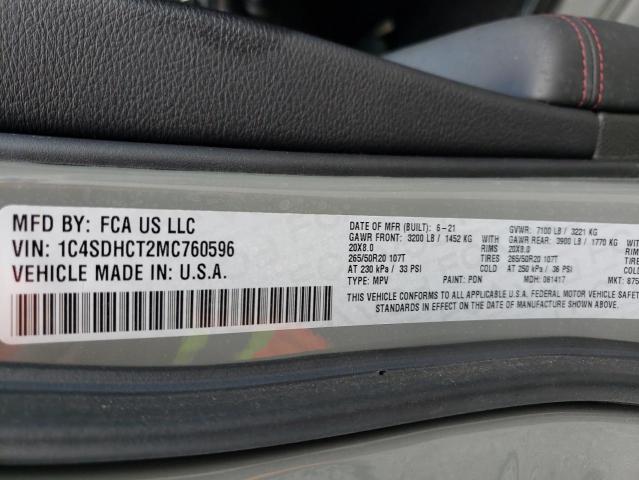 Photo 10 from auction – 2021 DODGE DURANGO R/ with VIN 1C4SDHCT2MC760596