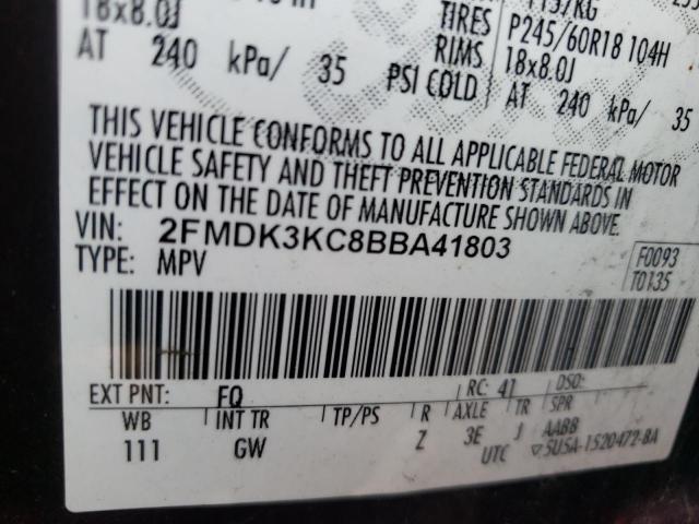 Photo 10 from auction – 2011 FORD EDGE LIMIT with VIN 2FMDK3KC8BBA41803