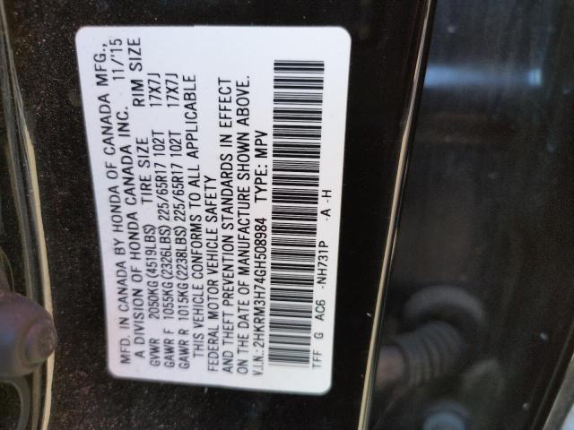 Photo 10 from auction – 2016 HONDA CR-V EXL with VIN 2HKRM3H74GH508984