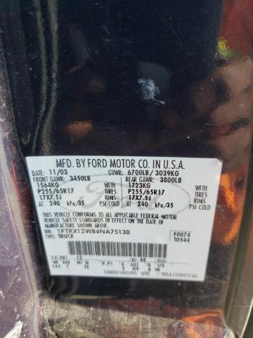 Photo 10 from auction – 2004 FORD F150 with VIN 1FTRX12W84NA75130