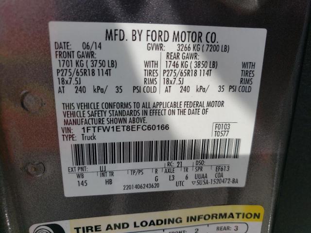 Photo 10 from auction – 2014 FORD F150 SUPER with VIN 1FTFW1ET8EFC60166