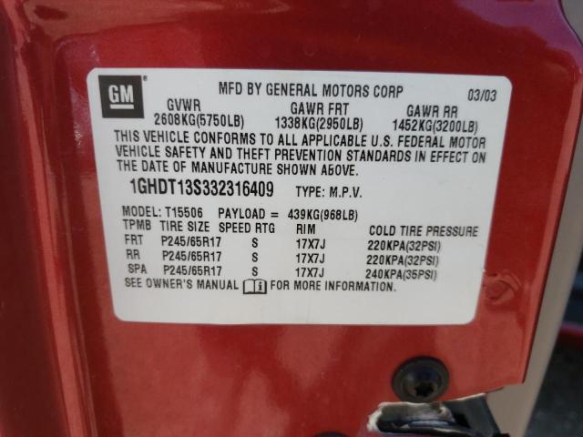 Photo 10 from auction – 2003 OLDSMOBILE BRAVADA with VIN 1GHDT13S332316409