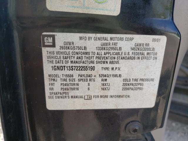 Photo 10 from auction – 2002 CHEVROLET TRAILBLAZE with VIN 1GNDT13S722255190