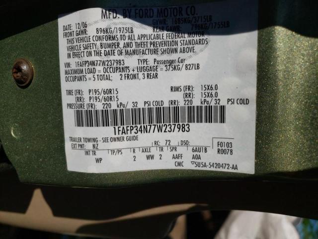 Photo 10 from auction – 2007 FORD FOCUS ZX4 with VIN 1FAFP34N77W237983