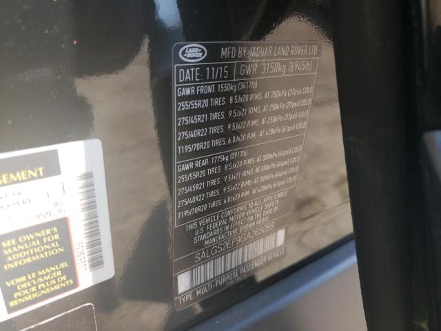 Photo 10 from auction – 2016 LAND ROVER RANGE ROVE with VIN SALGS2EF9GA265059