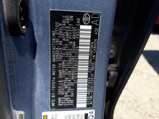 Photo 10 from auction – 2005 TOYOTA COROLLA MA with VIN 2T1LR32E85C431504
