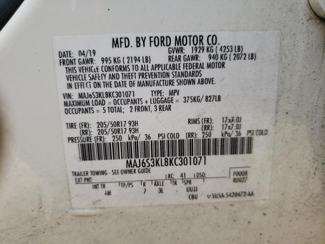 Photo 10 from auction – 2019 FORD ECOSPORT T with VIN MAJ6S3KL8KC301071