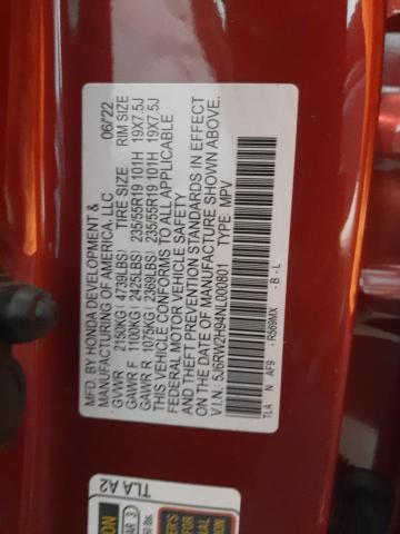 Photo 10 from auction – 2022 HONDA CRV with VIN 5J6RW2H94NL000801