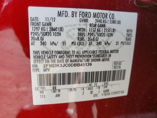 Photo 10 from auction – 2013 FORD EDGE SEL with VIN 2FMDK3JC0DBB45139