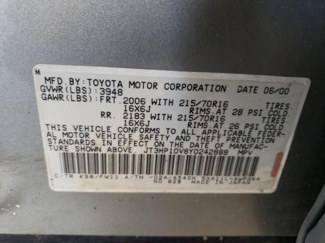 Photo 10 from auction – 2000 TOYOTA RAV4 with VIN JT3HP10V8Y0242888