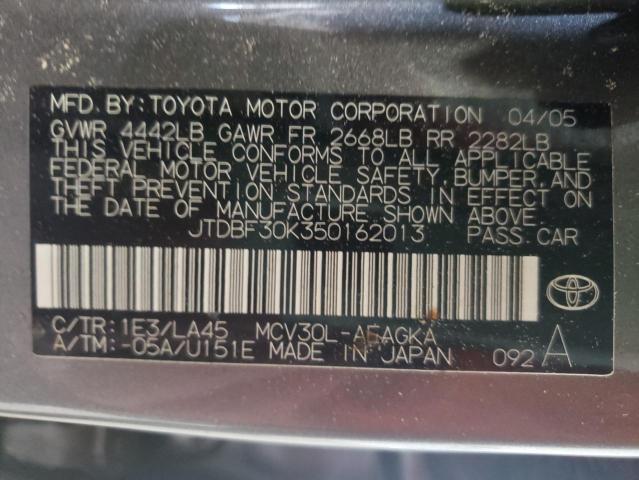 Photo 10 from auction – 2005 TOYOTA CAMRY LE with VIN JTDBF30K350162013