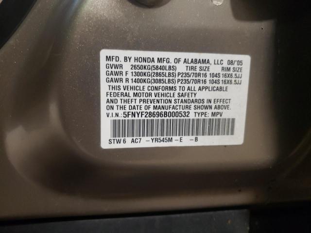 Photo 10 from auction – 2006 HONDA PILOT EX with VIN 5FNYF28696B000532