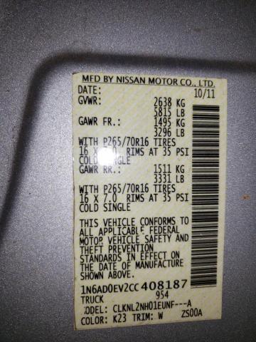 Photo 10 from auction – 2012 NISSAN FRONTIER S with VIN 1N6AD0EV2CC408187