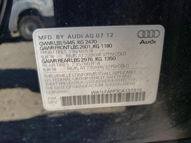 Photo 10 from auction – 2012 AUDI Q5 PREMIUM with VIN WA1LFAFP3CA137318