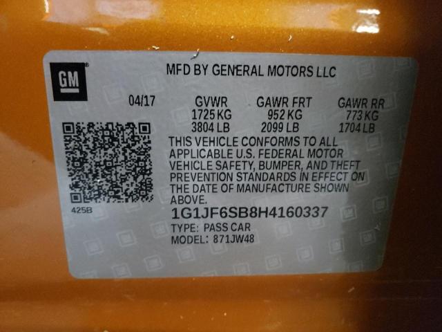 Photo 10 from auction – 2017 CHEVROLET SONIC PREM with VIN 1G1JF6SB8H4160337