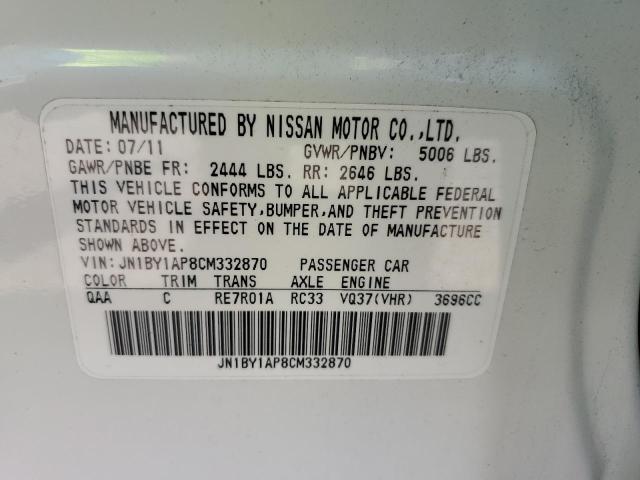Photo 10 from auction – 2012 INFINITI M37 with VIN JN1BY1AP8CM332870