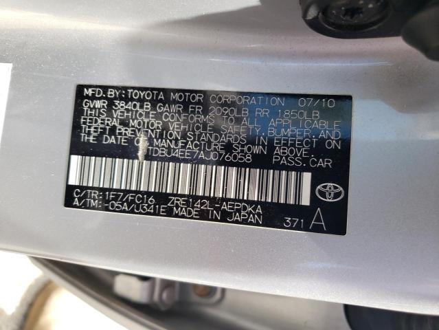 Photo 10 from auction – 2010 TOYOTA COROLLA BA with VIN JTDBU4EE7AJ076058