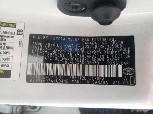 Photo 10 from auction – 2010 TOYOTA COROLLA BA with VIN 2T1BU4EEXAC235179