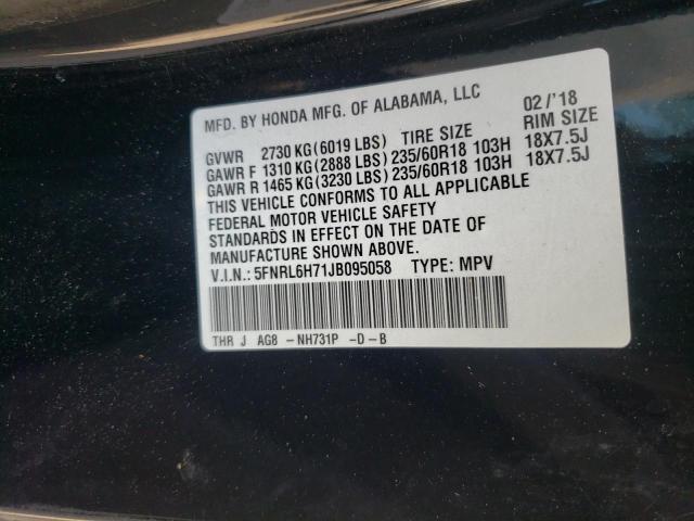 Photo 10 from auction – 2018 HONDA ODYSSEY EX with VIN 5FNRL6H71JB095058
