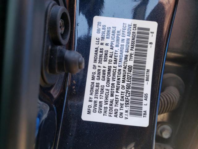 Photo 10 from auction – 2020 HONDA CIVIC LX with VIN 19XFC2F60LE027400