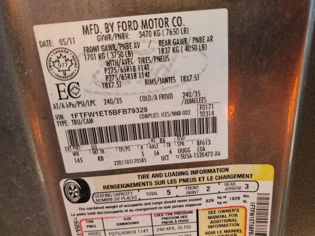 Photo 10 from auction – 2011 FORD F150 SUPER with VIN 1FTFW1ET5BFB79329