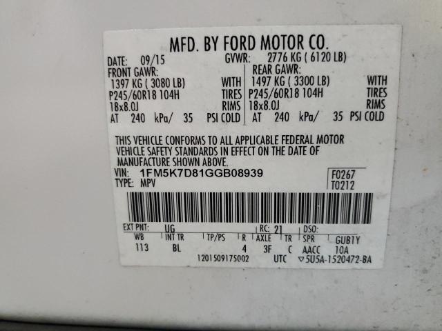 Photo 10 from auction – 2016 FORD EXPLORER X with VIN 1FM5K7D81GGB08939