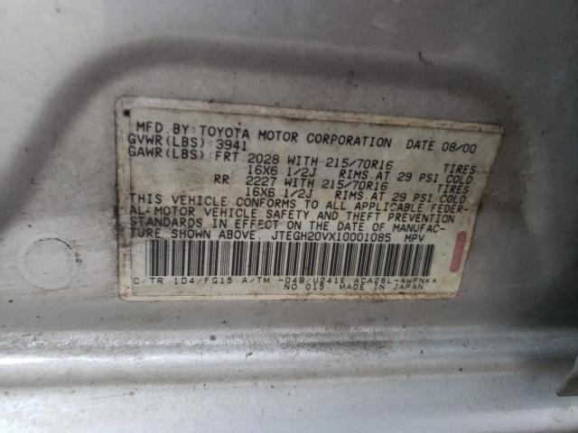 Photo 10 from auction – 2001 TOYOTA RAV4 with VIN JTEGH20VX10001085