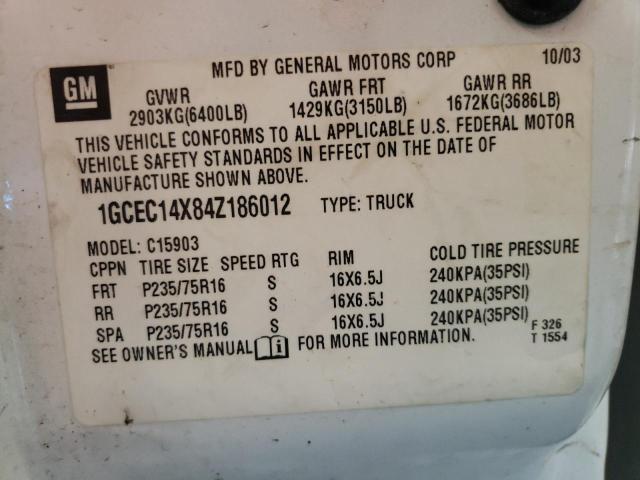 Photo 10 from auction – 2004 CHEVROLET SILVERADO with VIN 1GCEC14X84Z186012