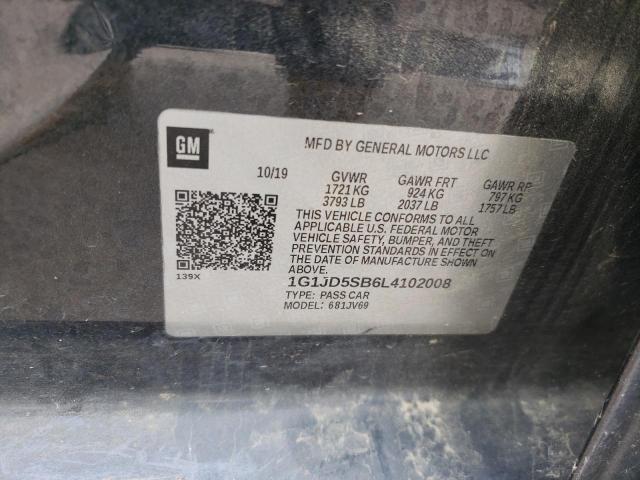 Photo 10 from auction – 2020 CHEVROLET SONIC LT with VIN 1G1JD5SB6L4102008