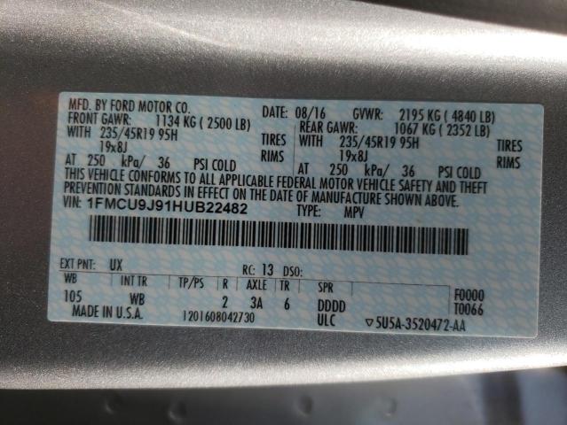 Photo 10 from auction – 2017 FORD ESCAPE TIT with VIN 1FMCU9J91HUB22482