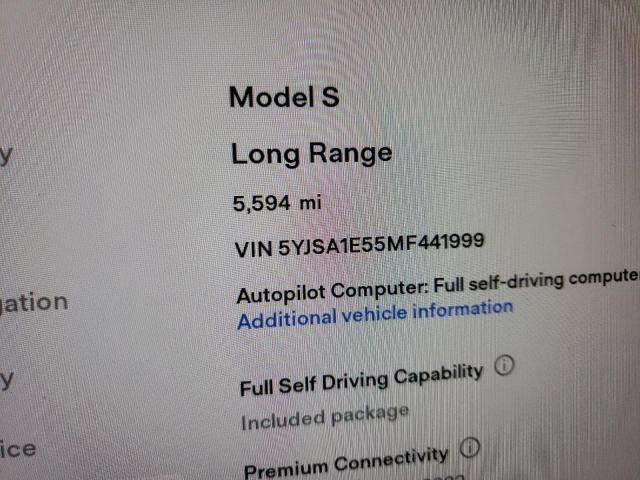 Photo 8 from auction – 2021 TESLA MODEL S with VIN 5YJSA1E55MF441999