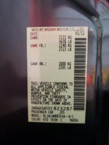 Photo 10 from auction – 2012 NISSAN MAXIMA S with VIN 1N4AA5AP2CC823287