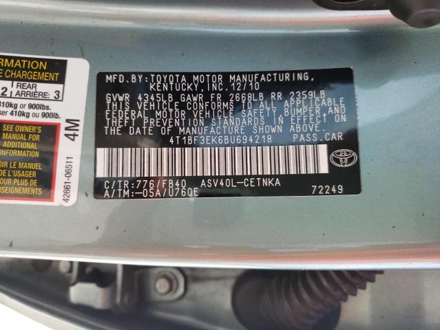 Photo 10 from auction – 2011 TOYOTA CAMRY BASE with VIN 4T1BF3EK6BU694218