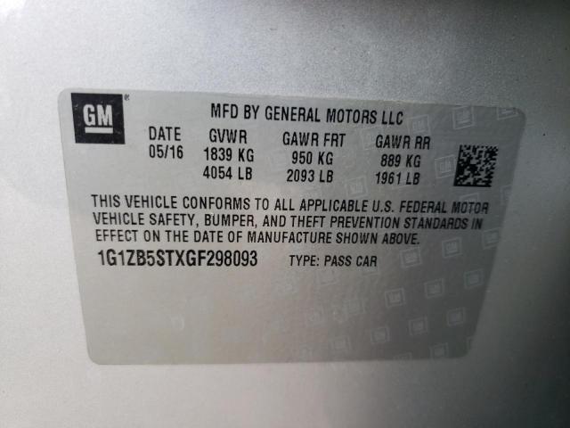 Photo 10 from auction – 2016 CHEVROLET MALIBU LS with VIN 1G1ZB5STXGF298093