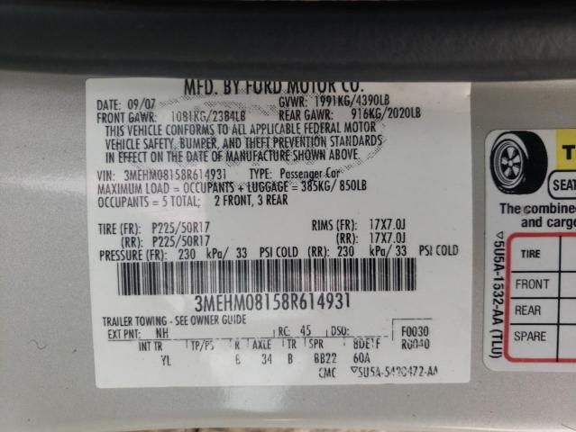 Photo 10 from auction – 2008 MERCURY MILAN PREM with VIN 3MEHM08158R614931