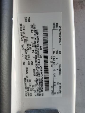 Photo 10 from auction – 2018 FORD ESCAPE SEL with VIN 1FMCU0HD6JUA84100