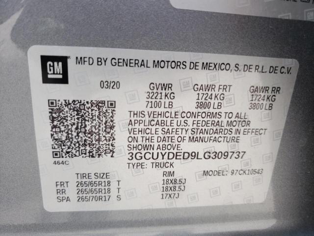Photo 10 from auction – 2020 CHEVROLET SILVERADO with VIN 3GCUYDED9LG309737