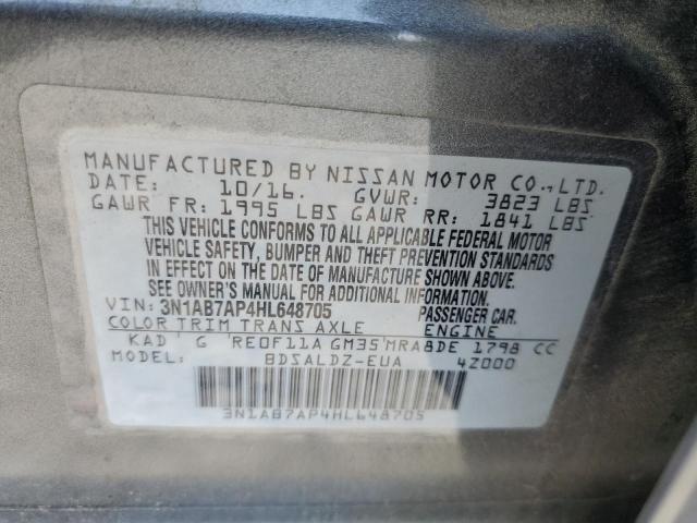 Photo 10 from auction – 2017 NISSAN SENTRA S with VIN 3N1AB7AP4HL648705