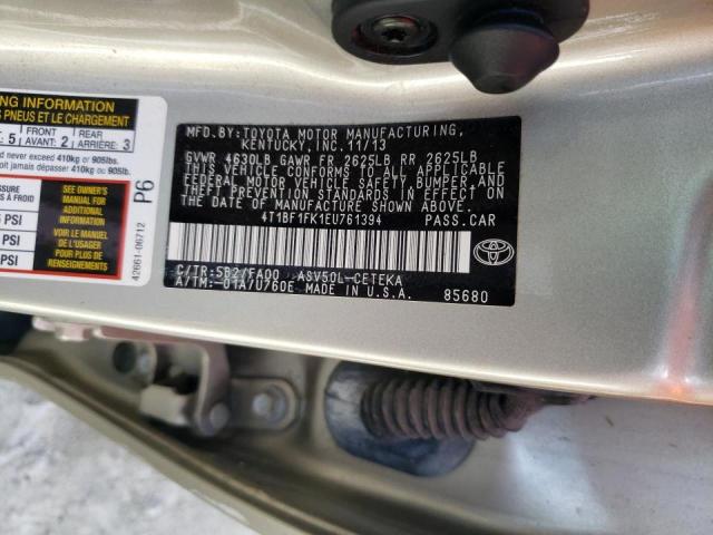 Photo 10 from auction – 2014 TOYOTA CAMRY L with VIN 4T1BF1FK1EU761394
